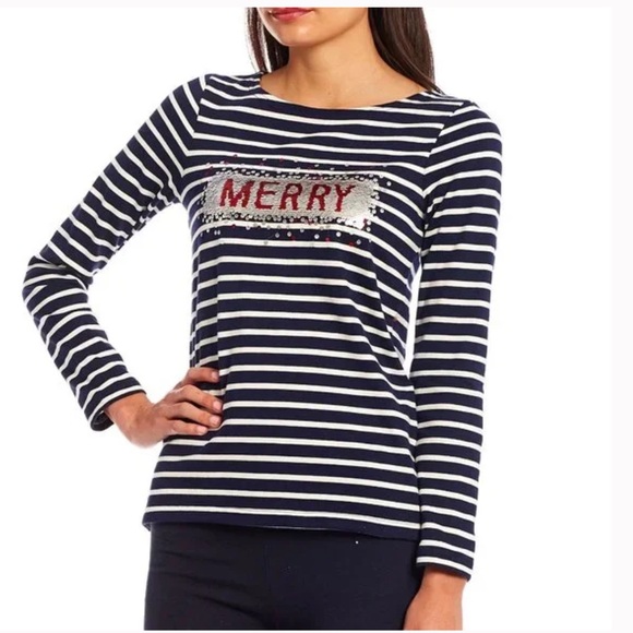 🆕JOULES HARBOUR LUXE MERRY STRIPED KNIT TOP(Sz 2) - Picture 1 of 16
